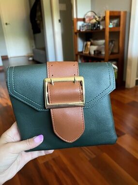 leather cross body bag - green